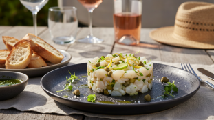 découvrez une recette conviviale de tartare frais de poisson blanc aux câpres, parfaite pour partager un moment gourmand entre amis.