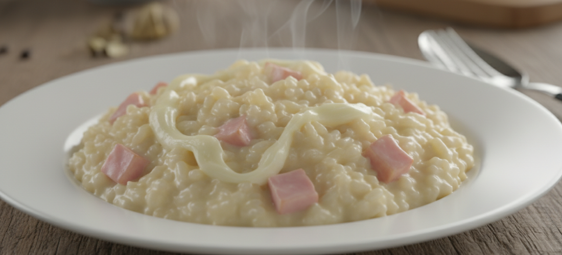 découvrez notre recette simple et savoureuse de risotto fondant au jambon et mozzarella, idéale pour un repas gourmand et rapide à préparer.
