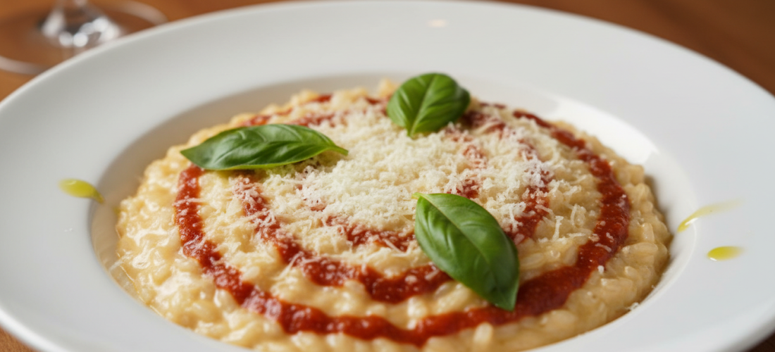 découvrez notre recette légère de risotto à la sauce tomate fraîche, agrémentée de parmesan fondant pour un plat savoureux et équilibré.