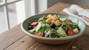 découvrez comment une salade composée apporte une touche fraîche et originale pour accompagner votre pizza au parmesan, alliant saveurs et légèreté.