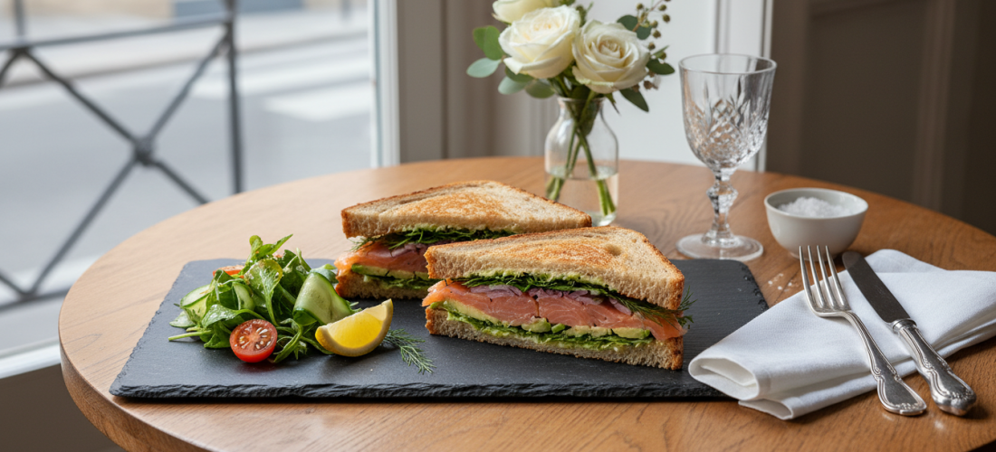découvrez notre recette gourmande et équilibrée de sandwich healthy au saumon, agrémenté d'une sauce béchamel allégée, pour un repas savoureux et léger.