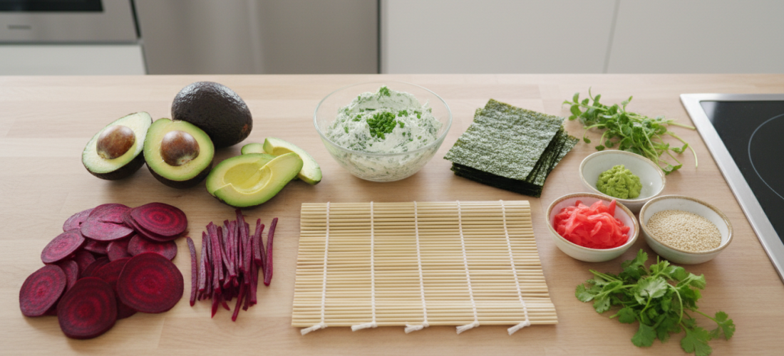 découvrez une recette originale de sushi à base de betterave, avocat et fromage de provence, alliant fraîcheur et saveurs délicates pour un repas gourmand et sain.