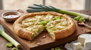 découvrez la recette de la tarte ultra fondante aux poireaux, chèvre et miel, une délicieuse gourmandise sans œufs, idéale pour un repas savoureux et léger.