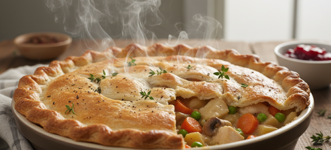 découvrez notre tourte irrésistible alliant un croquant feuilleté parfait et une garniture fondante de poulet aux légumes savoureux, idéale pour un repas gourmand et réconfortant.