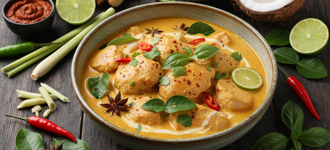 savourez un curry thaï au gingembre et lait de coco, une expérience culinaire chaude et mémorable pour rendre vos dîners inoubliables.