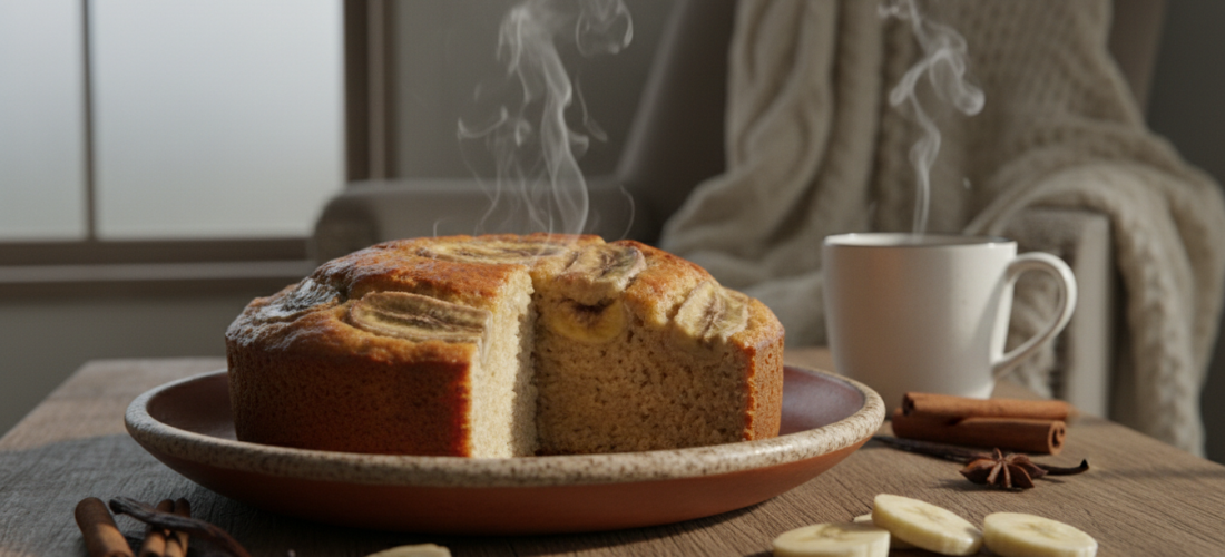 découvrez un gâteau à la banane moelleux et parfumé, parfait pour réchauffer vos journées d'hiver avec douceur et réconfort sucré.