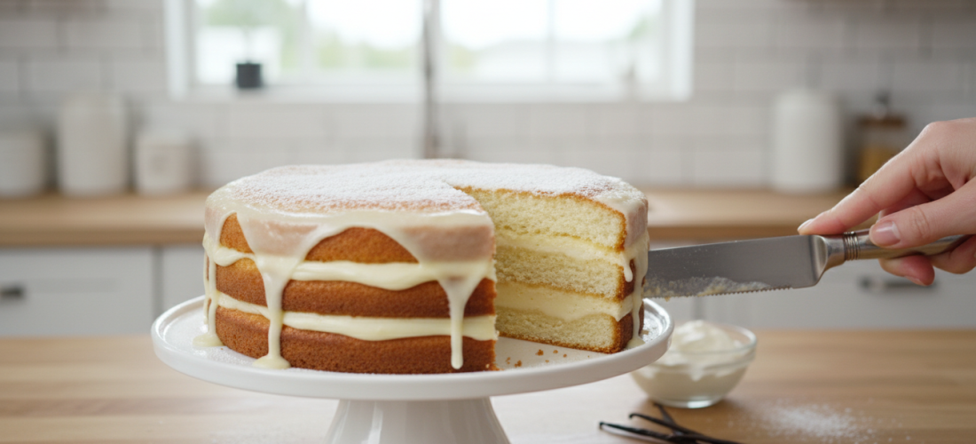 découvrez un miracle gourmand avec notre gâteau à la vanille en trois couches, réalisé avec une seule pâte versée. un délice moelleux et surprenant, prêt à émerveiller vos papilles dès la sortie du four.