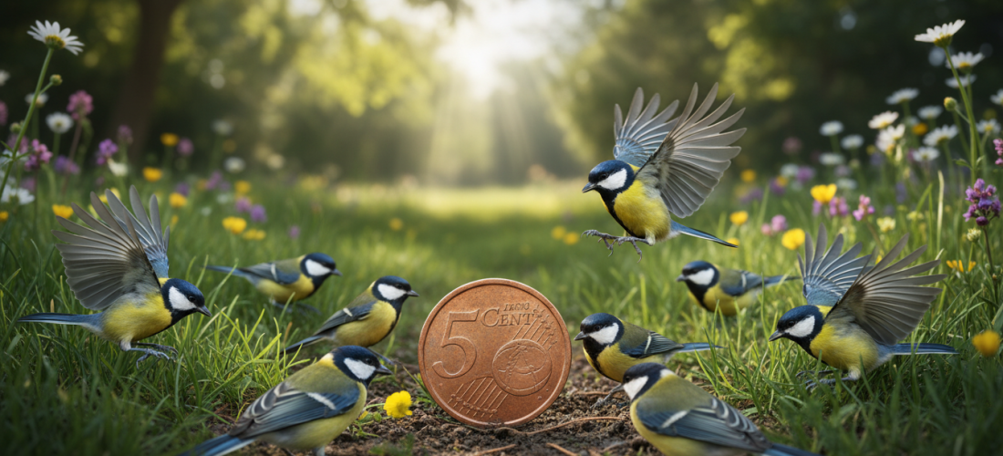 découvrez comment une simple pièce de 5 centimes déposée dans un jardin peut attirer des dizaines de mésanges en un instant, un phénomène naturel fascinant à observer.