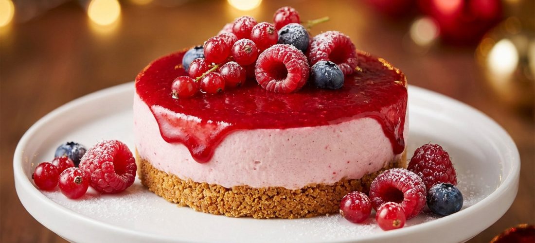 Bavarois fruits rouges thermomix sur lit de spéculoos, dessert léger de Noël