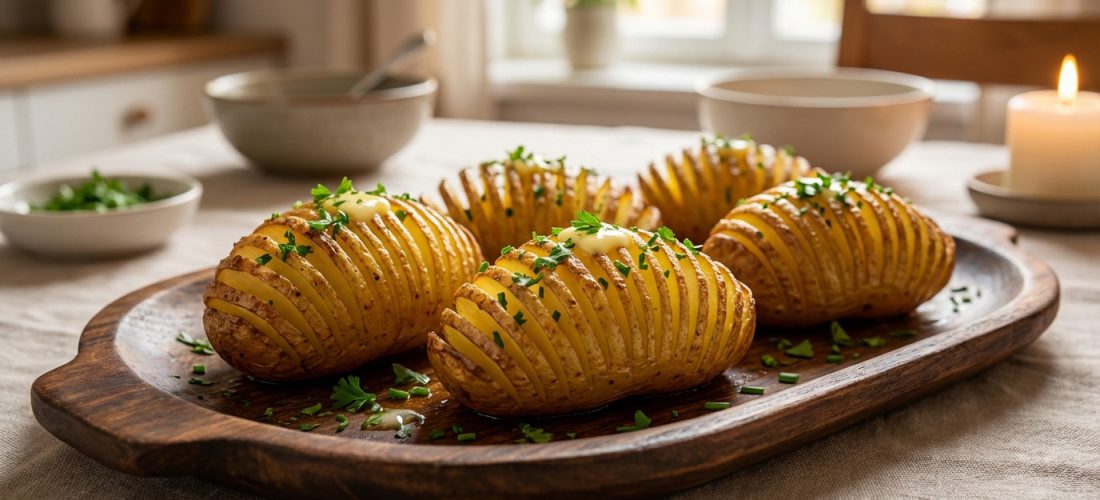 Pomme de terre Hasselback dorée avec texture croustillante et fondante, recette suédoise