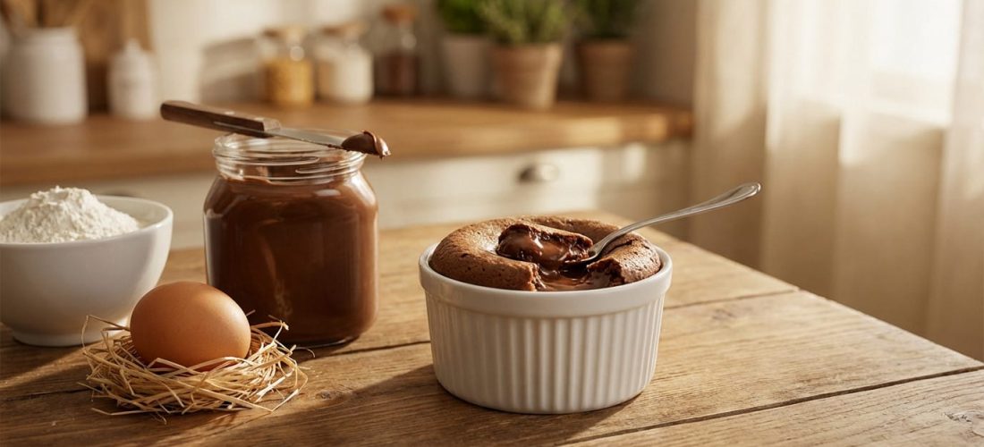 Gâteau express à la pâte à tartiner aux noisettes, dessert fondant prêt en 10 minutes