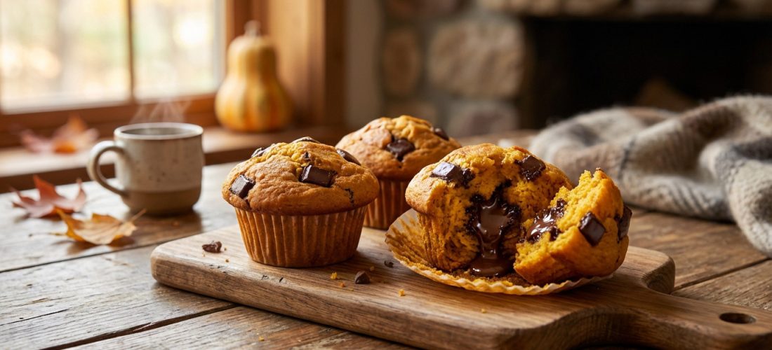 Muffins moelleux à la courge butternut et chocolat noir, parfaits pour un goûter sain
