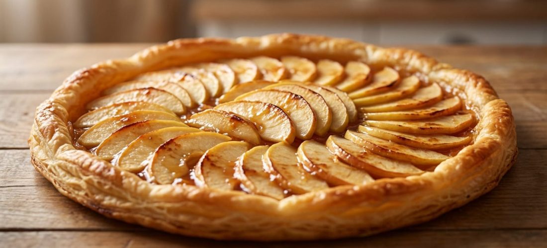 Tarte fine aux pommes croustillante avec fruits caramélisés