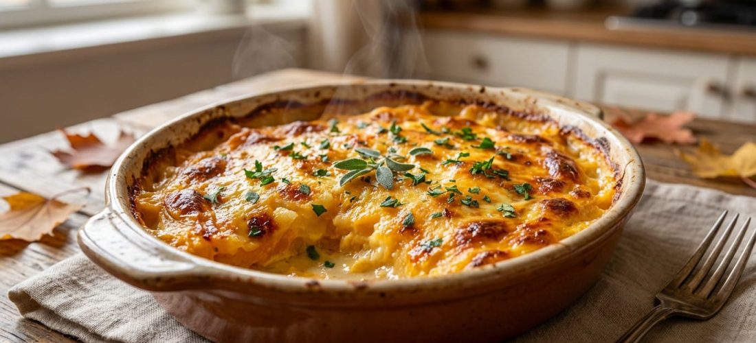 Gratin de courge butternut sans crème, plat végétal onctueux et sain