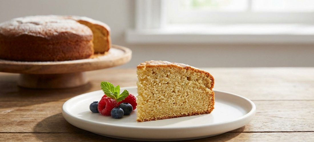 healthy-indulgence-golden-cake-slice-with-berries