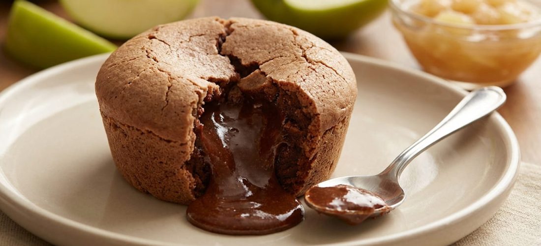 Fondant chocolat sans beurre avec compote de pommes, dessert moelleux et léger