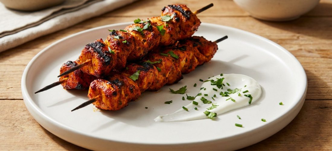 tandoori-chicken-skewers-with-creamy-goat-cheese-sauce