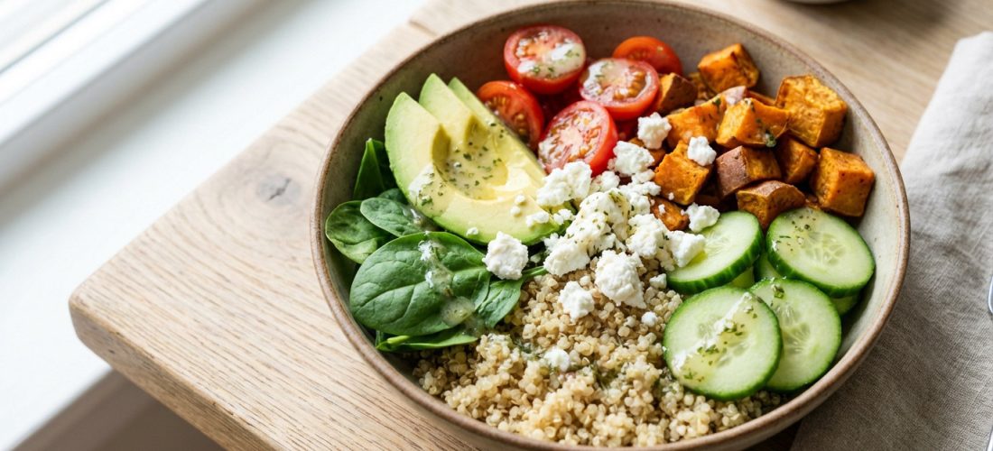 vibrant-buddha-bowl-with-fresh-goat-cheese