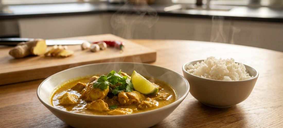 Recette de curry poulet léger avec lait de coco et épices asiatiques